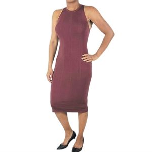 L’AGENCE Shelby Bodycon Burgundy Knit Dress